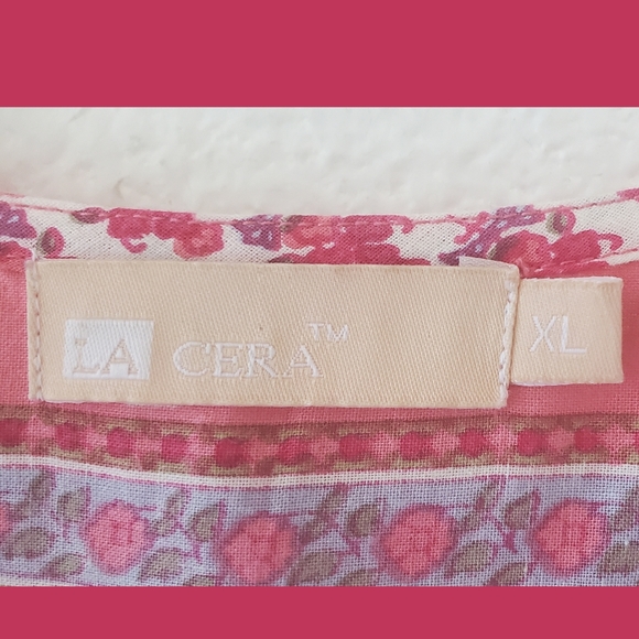 Le Cera Pink Print Sleeveless Cotton Summer Breezy Dress XL - Picture 2 of 7